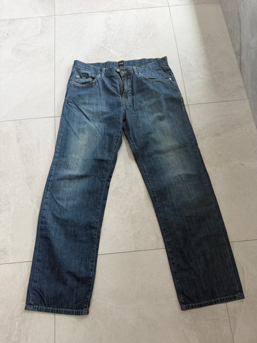 Hugo Boss Men's Relaxed Dark Blue Denim Jeans